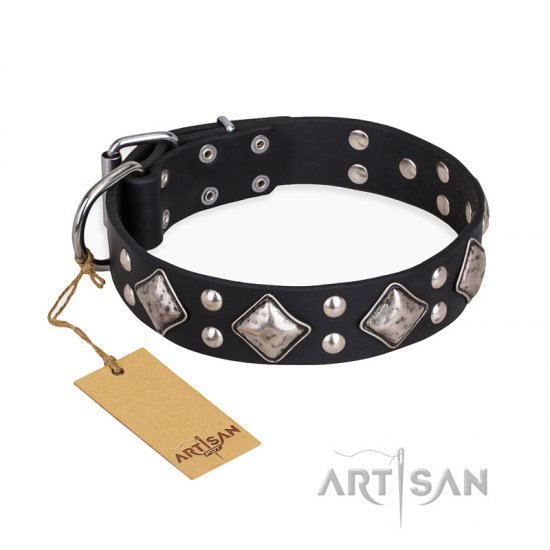 'Smart Geometry' FDT Artisan Studded Leather Dog Collar