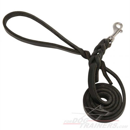 'Keep Closer' Leather Dog Lead with Stainless Steel Hardware