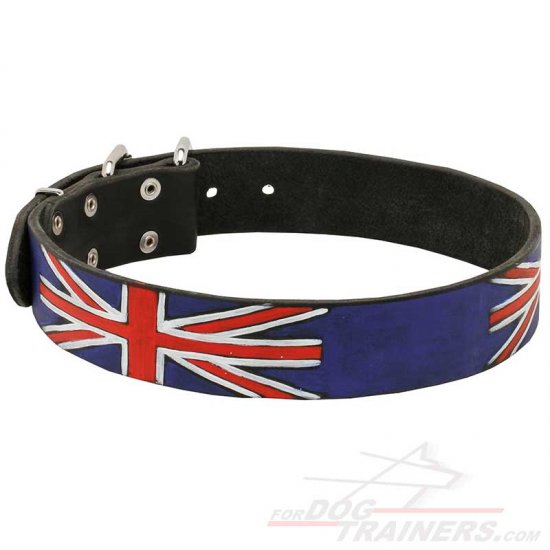 'Union Jack' Leather Dog Collar - a Centuries-Old Tradition - Click Image to Close