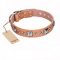 “Silver Chic” FDT Artisan Tan Leather Dog Collar with Silvery-plated Decorations