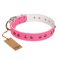 ‘Sheer love’ Pink Leather FDT Artisan Dog Collar with Old-look Hemisphere Studs - 1 1/2 inch (40 mm) wide