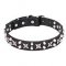 "Shining Stars" Fantastic Studded Leather Dog Collar with Chrome Plated Hardware 1 1/5 inch (30 mm) Wide