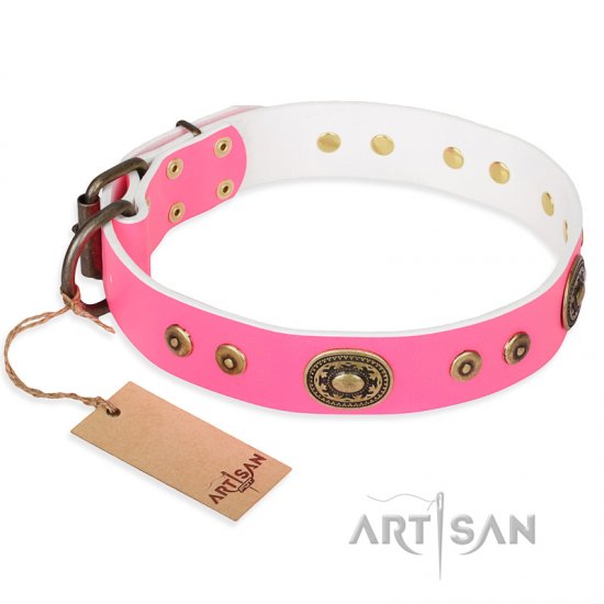 ‘Pink Pearl’ FDT Artisan Leather Dog Collar for Real Ladies