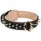 Gorgeous Leather Collar with Two Rows of Awesome Brass Spikes