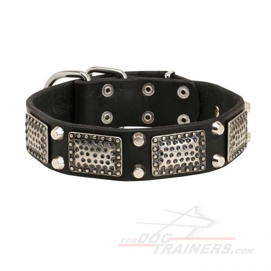 New Style Leather Dog Collar 1 1/2 inch (40 mm) Wide