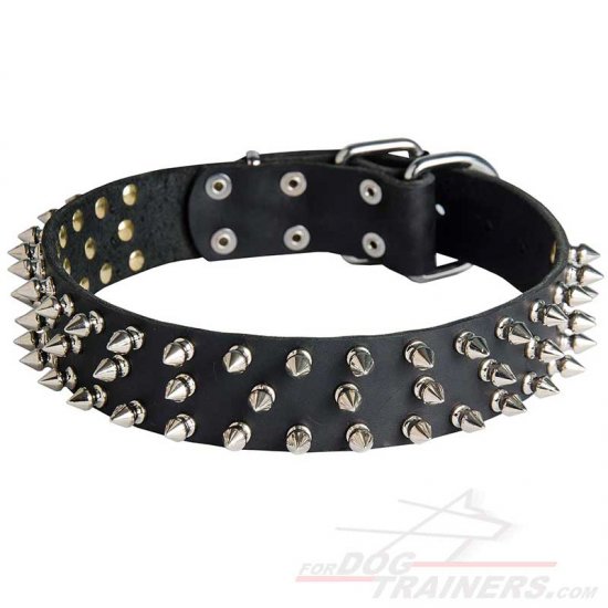 Fashionable Wide Leather Collar with Spikes for Dog Walking - Click Image to Close