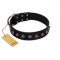 "Immense Power" Handcrafted FDT Artisan Black Leather Dog Collar with Small Dotted Pyramids