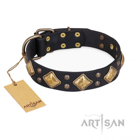 'Fancy-Schmancy' FDT Artisan Studded Leather Dog Collar - Click Image to Close