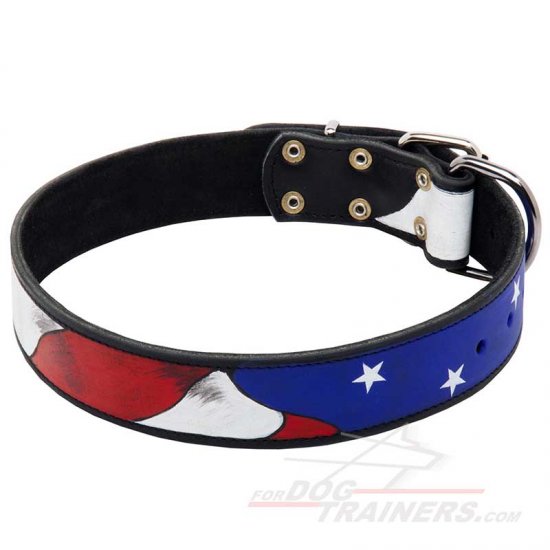 Handpainted "American Pride" Leather Dog Collar - Click Image to Close