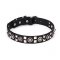 ‘Spaceman Style’ Leather Dog Collar with Chrome Plated Steel Hardware 1 1/5 inch (30 mm) Wide