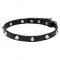 "Beauty & Elegance" Leather Dog Collar with Cones Made of Chrome Plated Steel