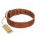 "Ancient Jewel" Designer FDT Artisan Tan Leather Dog Collar