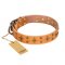 ‘Top-Flight’ FDT Artisan Adorned Tan Leather Dog Collar