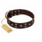 "Brown Shadow" Designer Handmade FDT Artisan Brown Leather Dog Collar