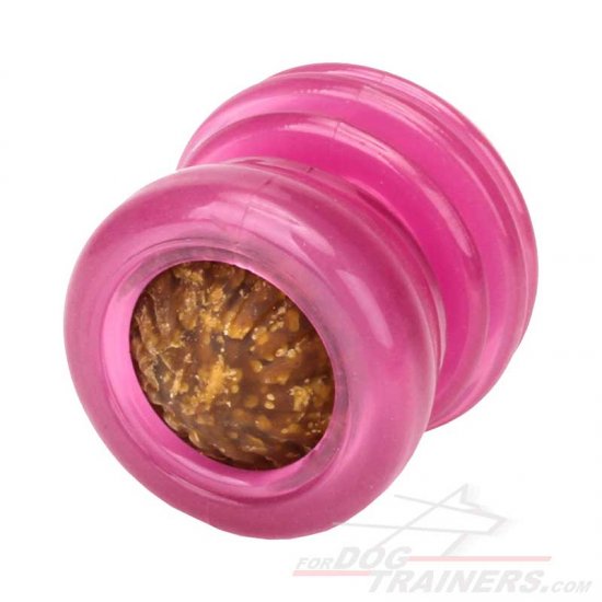 'Nummy' Dog Treat Ball Pink Rubber Design - Small Size - Click Image to Close