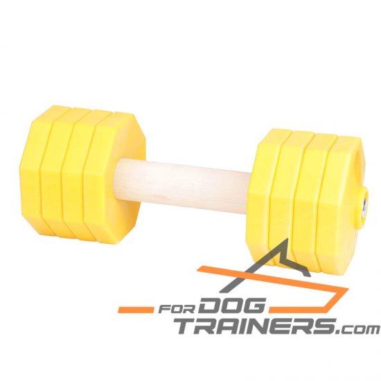 'Freedom and Adventures' Wooden Dog Training Dumbbell with Plastic Weight Plates 2000 g