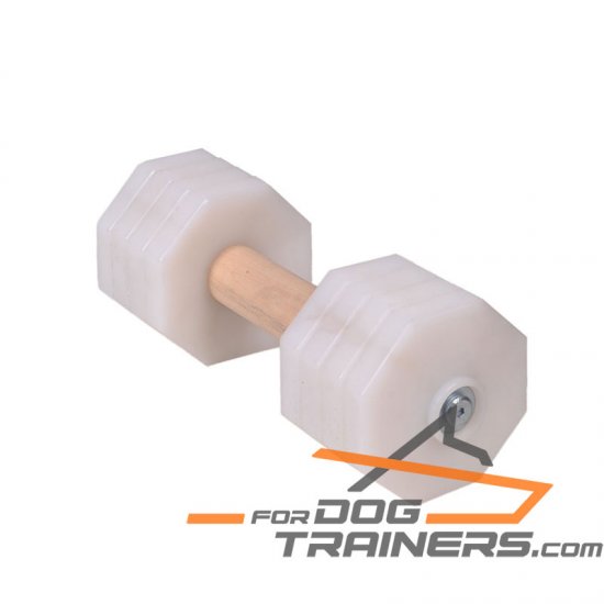 'Route to Success' White Training Dog Dumbbell of Wood and Plastic 2000 g (2 kg) - Click Image to Close