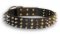 Fashion Leather Dog Collar with 3 Rows of Spikes and Pyramids