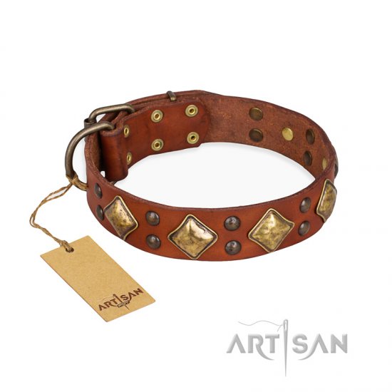 'Flight of Fancy' FDT Artisan Adorned Leather Dog Collar - Click Image to Close