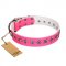 "Star Dreams" FDT Artisan Pink Leather Dog Collar with Silver-like Stars