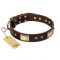 FDT Artisan 'Rich Fashion' Decorated Leather Dog Collar with Plates and Studs - 1 1/2 inch (40 mm) wide