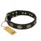 ‘Vintage Attraction’ FDT Artisan Leather Dog Collar with Old Bronze Look Plates - 1 1/2 inch (40 mm) wide