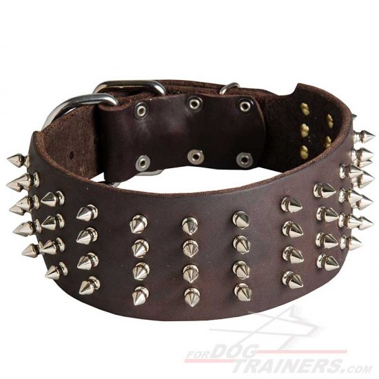 3 Inch Dog Collar with 4 Rows of Spikes for Everyday Use - Click Image to Close