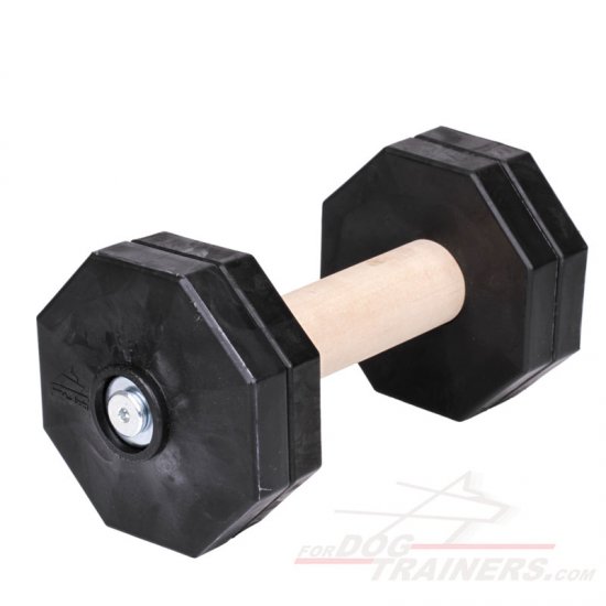 "Schutzhund Champion" 2 1/4 lbs (1000 g) Wooden Dog Training Dumbbell with Removable Plastic Weight Plates