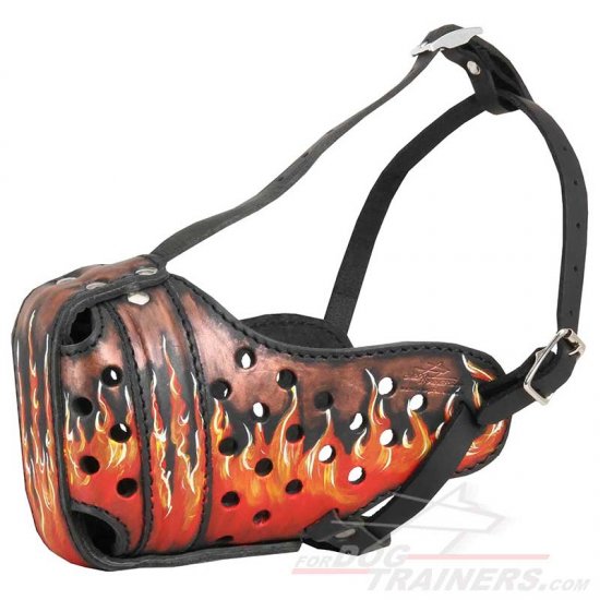 Exclusive Handpainted "Fire Flames" Dog Muzzle - Click Image to Close