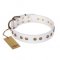 'Midnight Sun' FDT Artisan White Leather Dog Collar with Decorations