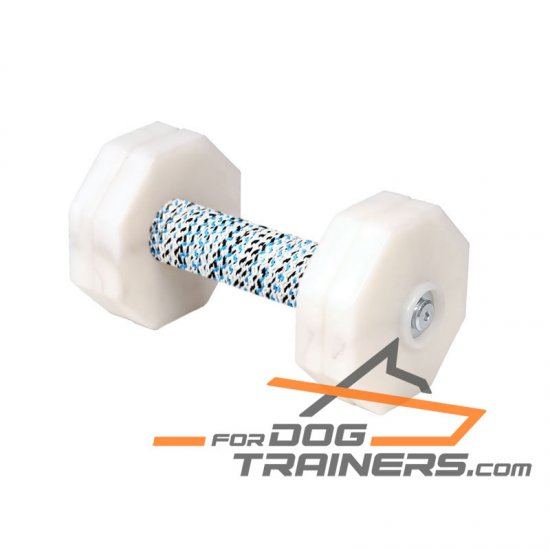 'Indispensable Trainer' Wooden Dog Dumbbell with French Linen Coil 1000g - Click Image to Close