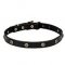 'Cloak and Sword' Leather Dog Collar with Engraved Round Studs