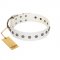 "Fresh Breeze" FDT Artisan Elegant White Dog Collar with Silvery Studs