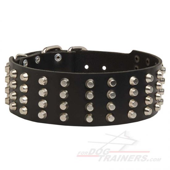 Studded Leather Dog Collar - 2 2/5 inch Wide - Click Image to Close