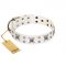 "Skull Island" Premium Quality FDT Artisan White Designer Dog Collar with Crossbones and Studs