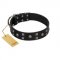 "Fire Eyes" Designer Handmade FDT Artisan Black Leather Dog Collar