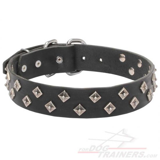 "Galaxy Pyramids﻿" Adorned Leather Dog Collar - Click Image to Close