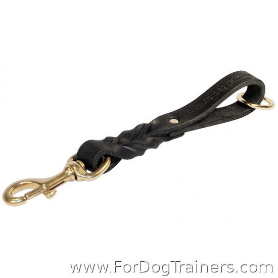 Short Leather Dog Leash Pull Tab