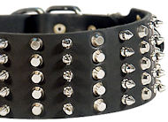 "Impressive Width" Studded and Spiked Dog Control Collar - 3 inch