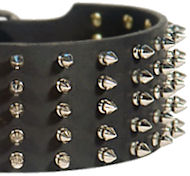 Extra Wide Leather Dog Collar with Spikes for Walking in Style