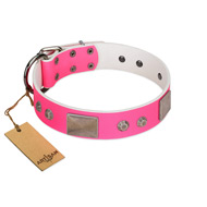 "Pink Blush" Premium Quality FDT Artisan Pink Designer Dog Collar with Plates and Studs