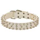 New Fashionable White Leather Dog Collar with Spikes