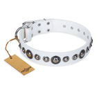 'Ice Age' FDT Artisan White Studded Leather Dog Collar