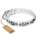 ‘Lustre of Fame’ FDT Artisan White Studded Leather Dog Collar