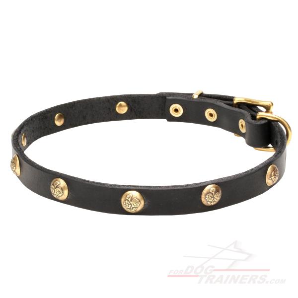 Dog collar made of full grain genuine leather