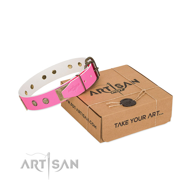 Safe pink leather FDT Artisan collar