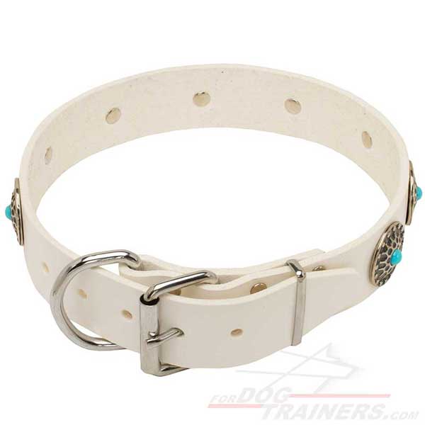 White Leather Dog Collar