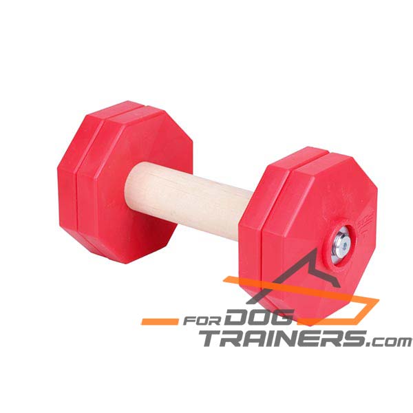 Hard Wood Dog Dumbbell with Removable Red Plates