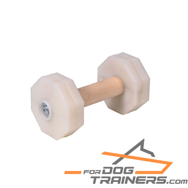 Sturdy wooden dog dumbbell