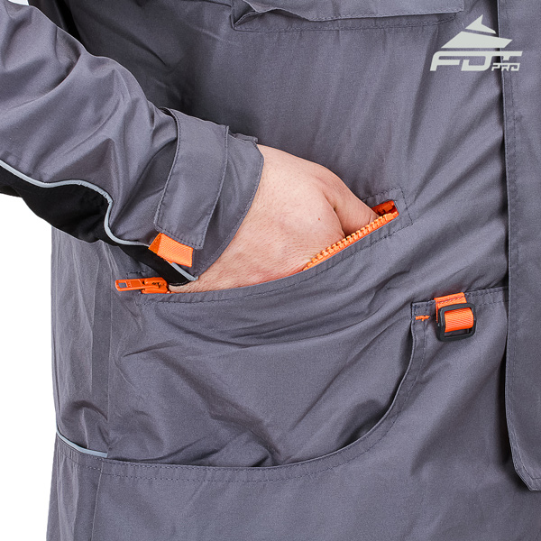 Dog training jacket with roomy pockets